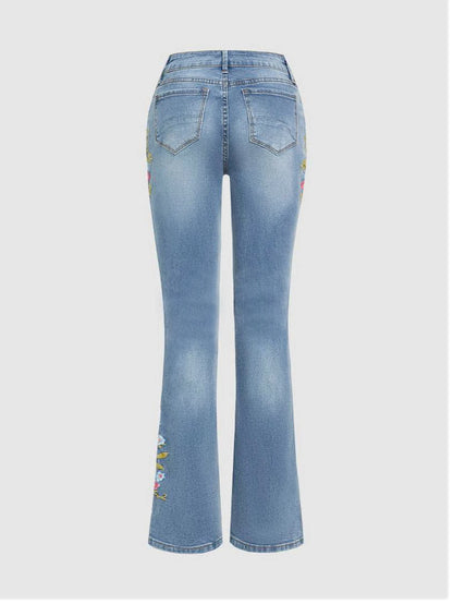 Women's Vintage Washed High-Waist Straight Leg Jeans -