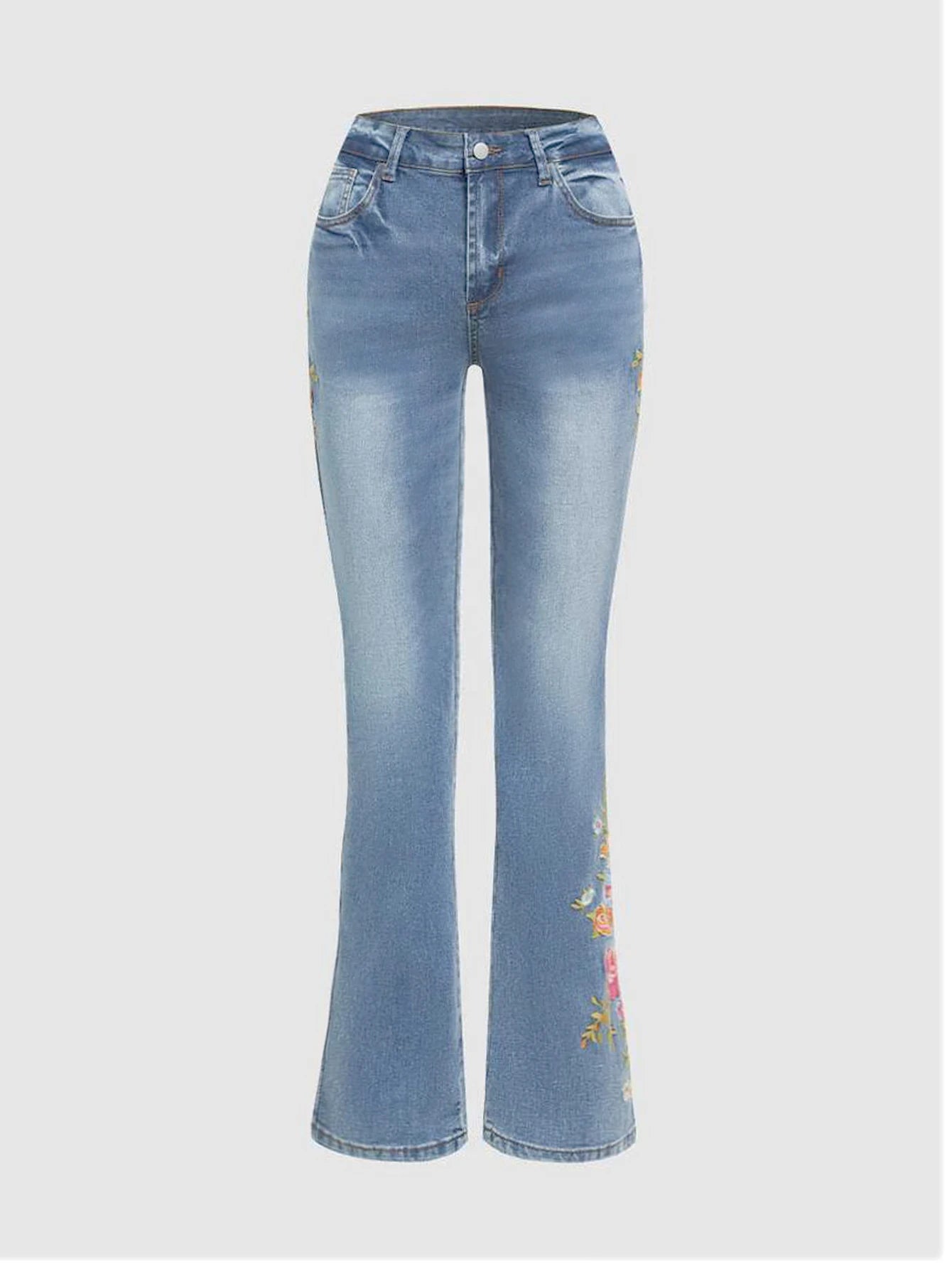 Women's Vintage Washed High-Waist Straight Leg Jeans -