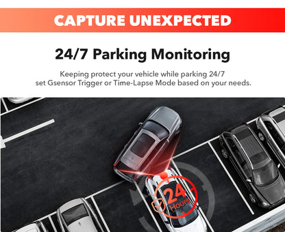 REDTIGER F7NP 4K Dash Camera for Cars 3.18” IPS Screen Mini Dash Cam Recorder Car Dvr for 24H Parking Mode Built In WiFi GPS