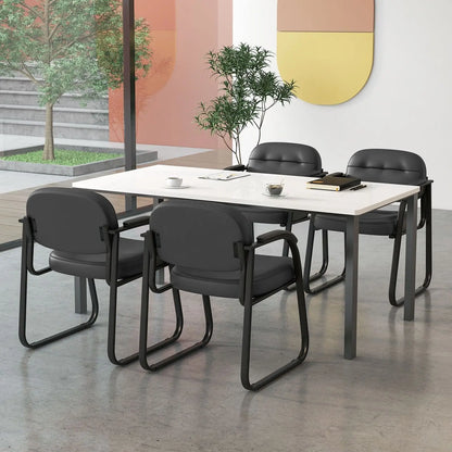 GOFLAME Set of 2 Meeting Office Chairs Leather Reception Chairs Guest Chairs Home