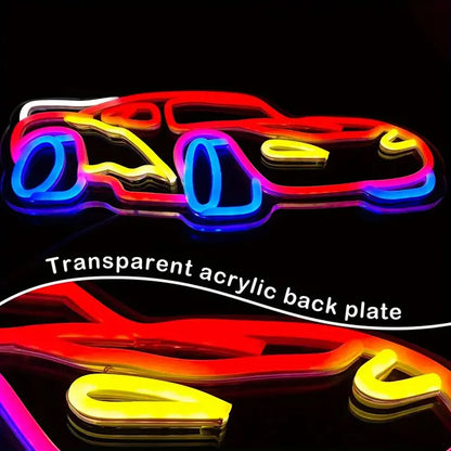 Car Neon Sign for Wall Decor Dimmable Racing Car Light Up Sign for Bedroom Boys Room Playroom Birthday Party  Christmas Gifts
