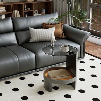 Wisfor Glass Coffee Tables for Living Room Round Coffee Tables Modern Circle Coffee Table for Small Space Home