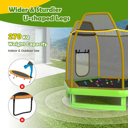 DORTALA 7FT Kids Trampoline Toddler Fitness Jumper Safety Enclosure Ladder With Slide