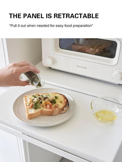 Microwave Storage Rack Bottom Retractable Bracket Drawer Oven Push Pull Divider Kitchen Cook Tray Table Plate Pot Holder