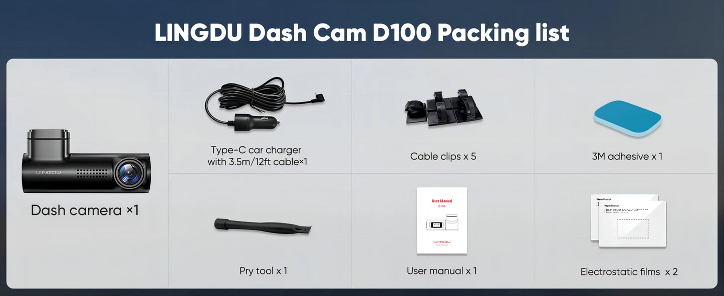 LINGDU D100 Dash Cam 2.5K 1440P Dash Camera for Cars WiFi Built in GPS Smart Voice Control 24H Parking Monitor WDR Night Vision