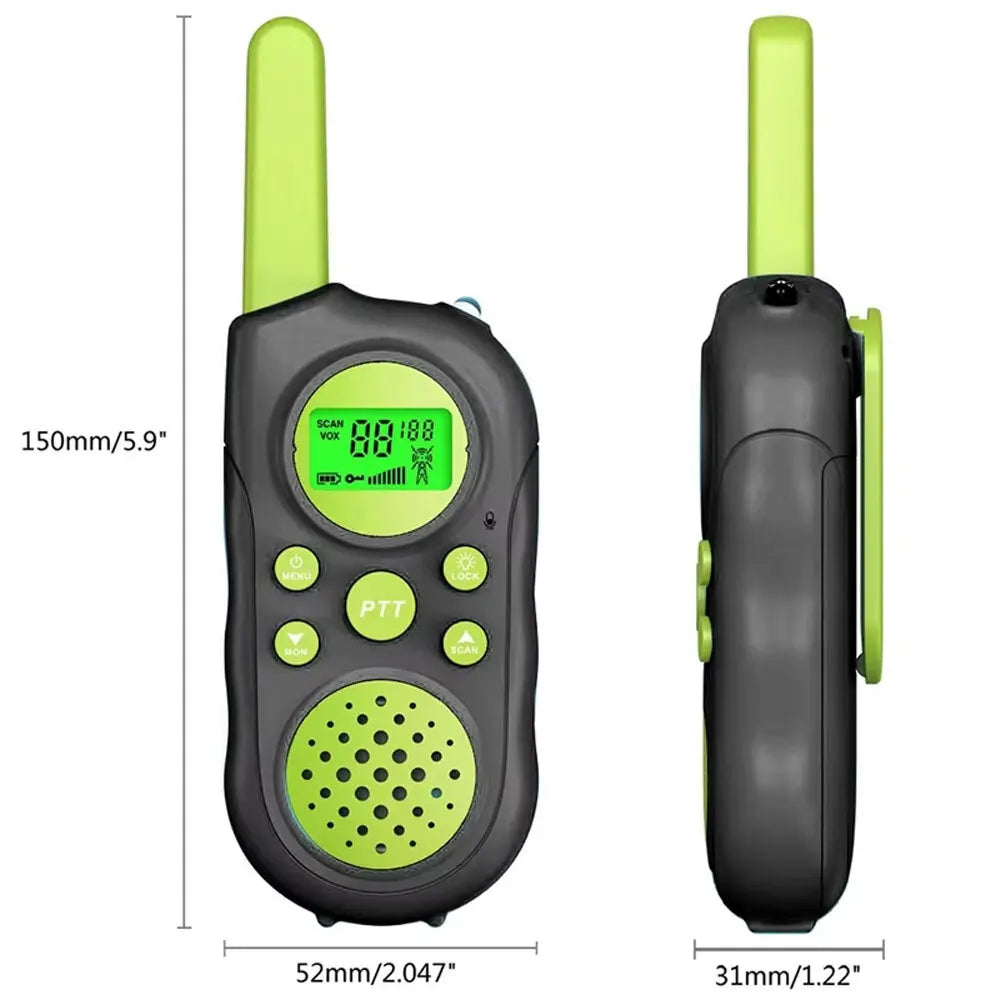 2PCS Walkie Talkie 2 Way Toy Rechargeable Batteries 8 Channels With LCD 3KM