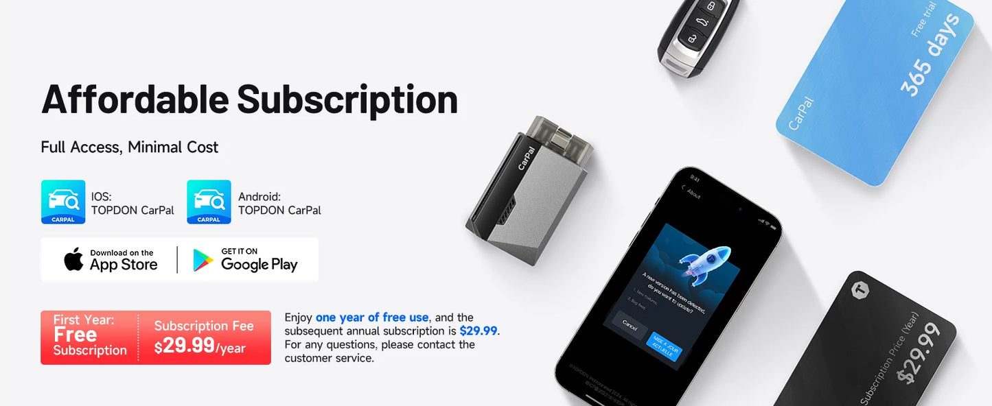 TOPDON Carpal OBD2 Scanner for Car All System Diagnostic Tool Vehicle Health Check Smog Check Battery Test IOS Android  BT 5.0