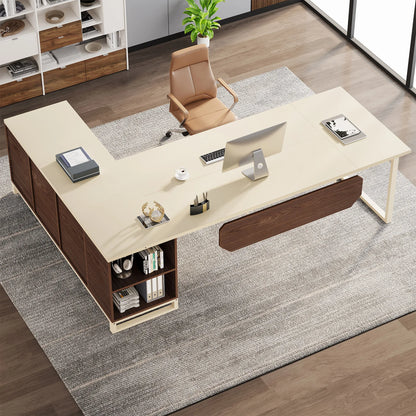 70.8-Inch Executive Desk Large L Shaped Computer Desk with Storage