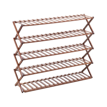 Brown 5 Tier Bamboo Flower Stand Rack Indoor for Patio Garden Balcony