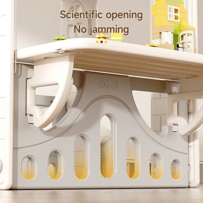 Kids Plastic Playhouse for Indoor Outdoor, Portable Game Cottage with Curtain, Gift Playhouse for Kids