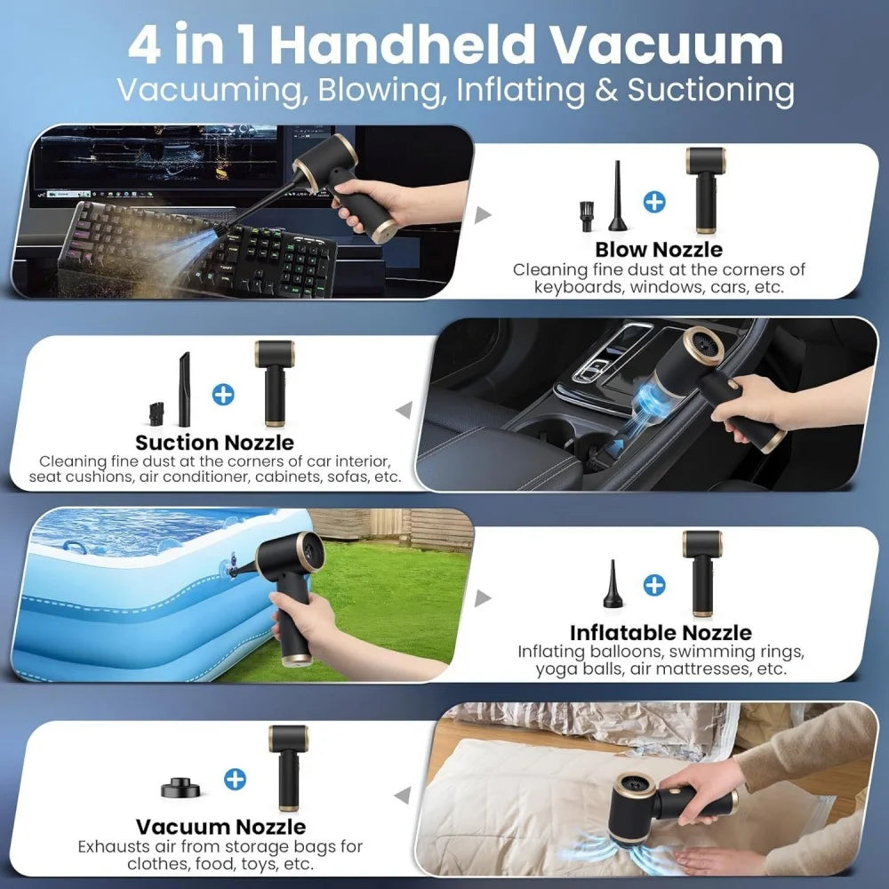 Wireless Car Vacuum Cleaner Handheld Vaccum Powerful Suction USB Rechargeable