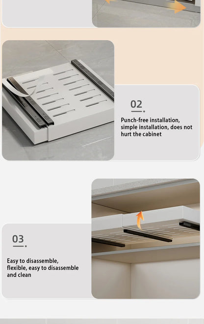 Expandable Pull Out Cabinet Organizer Metal Stick Slide Out  Drawers Storage Kitchen Adjustable Sliding Roll Out Cabinet Shelves