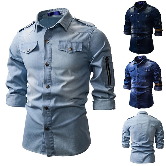 Denim Turn-down Collar Shirts