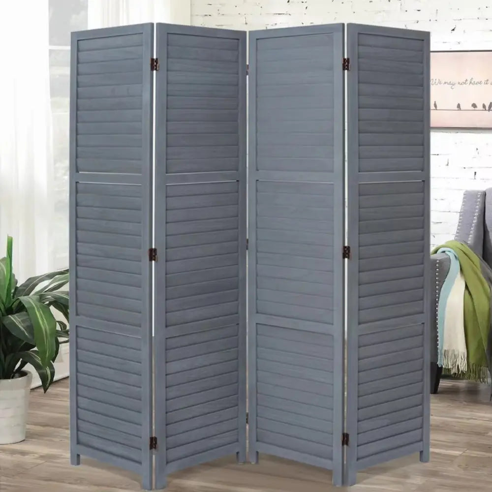 Folding Room Divider Privacy Separator Screen, Dark Grey 4 Panel