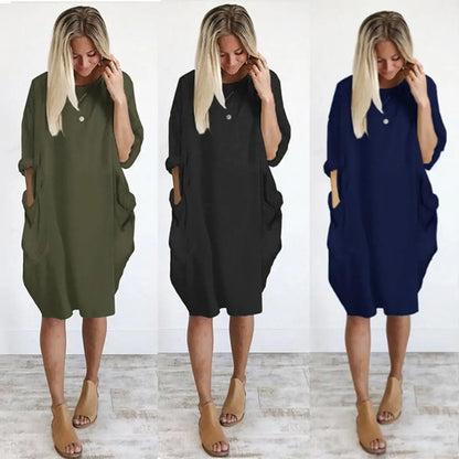 Women's Loose  Long Sleeved Summer Plus Size Dress