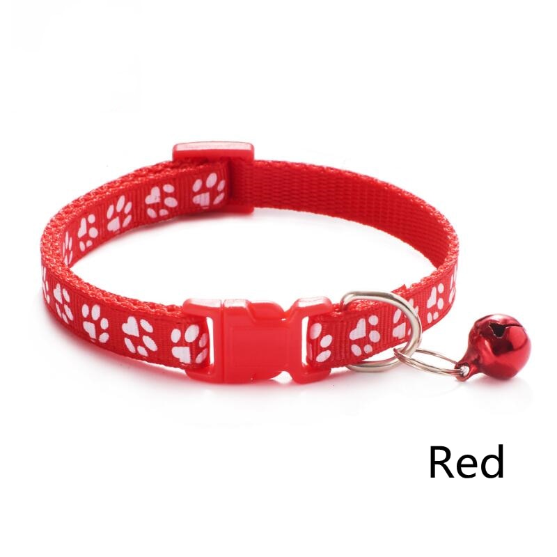 Pet Collar With Bell Cartoon Footprint Colorful for Dogs, Puppy, Cast. Adjustable Safety Bell Ring .