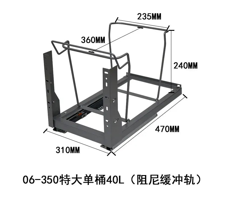 Kitchen High Body Pull Embedded Hidden Kitchen Waste Bin Cabinet Pull Basket Dry and Wet Separation Large Home with Door