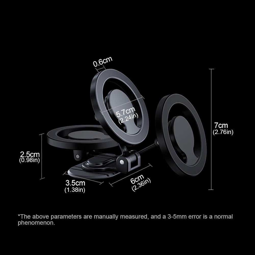 Magnetic Strong Phone Mount Aluminum Alloy Foldable Vehicles Mobile Support Magnet Smartphone Support for iPhone 15 14 13 ProMax