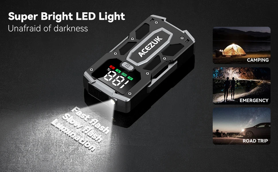 12800mAh Car Jump Starter Portable Power Bank Car Battery Booster 12V Car Starting Device for Petrol 7.0L Diesel 5.5L