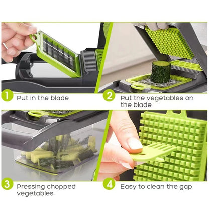 Vegetable Chopper Multifunctional Food Chopper 8 Blades Vegetable Cutter with Hand Guard & Container Food Slicer Kitchen Gadgets