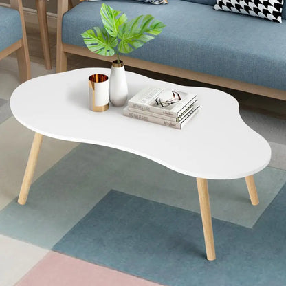 Mid Century Modern Tea Table, Small Coffee Table, Living Room Center Minimalist Display Coffee Table with Cloud Shape
