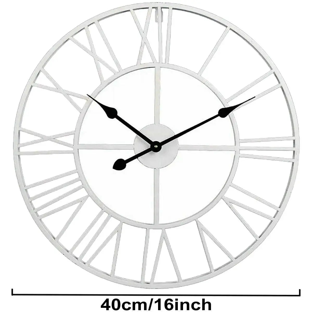 Roman Numerals Metal Skeleton Wall Clock, White