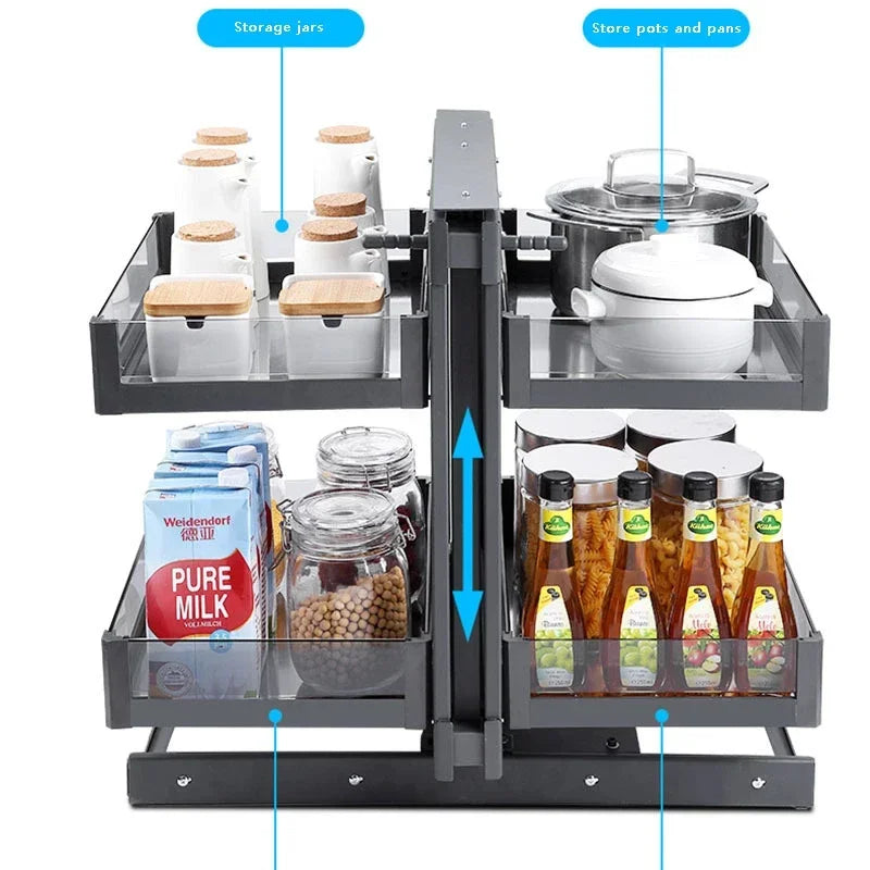 Hot Selling Kitchen Universal Blind Corner Swing Tray Pull Out Cabinet Magic Corner Glass Grey Basket Aluminum