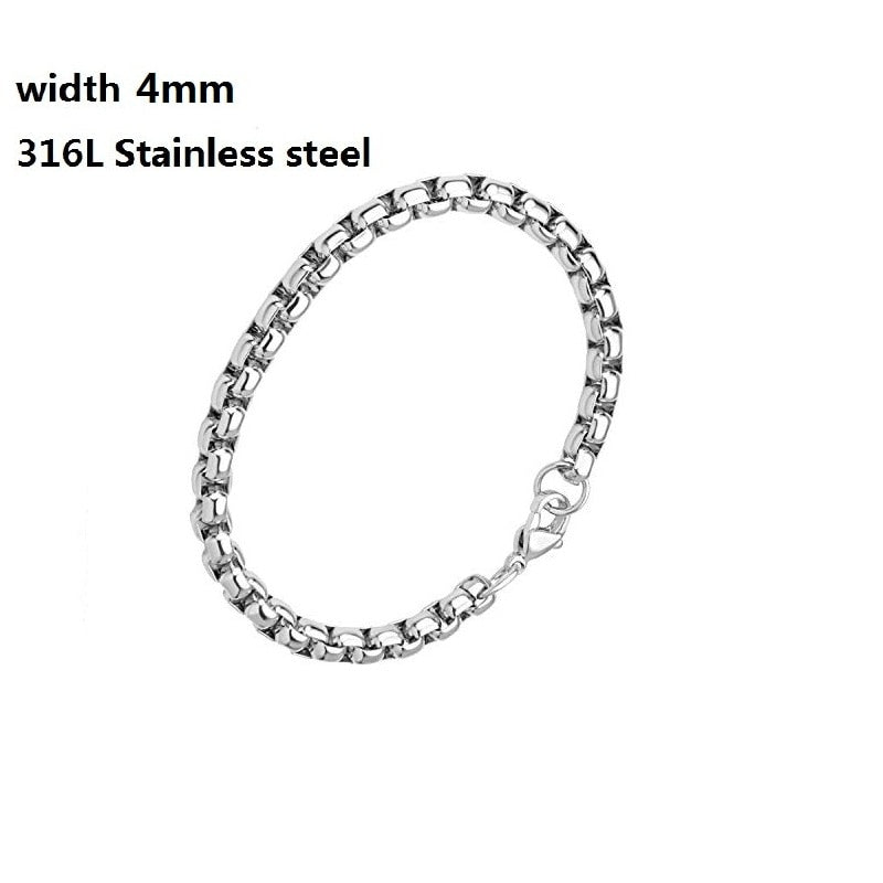 316L Stainless Steel Cuban Chain Bracelet for Men Women Figaro  Vintage Metal Viking Kpop Pulseras Emo Cute Luxury Jewelry Gift