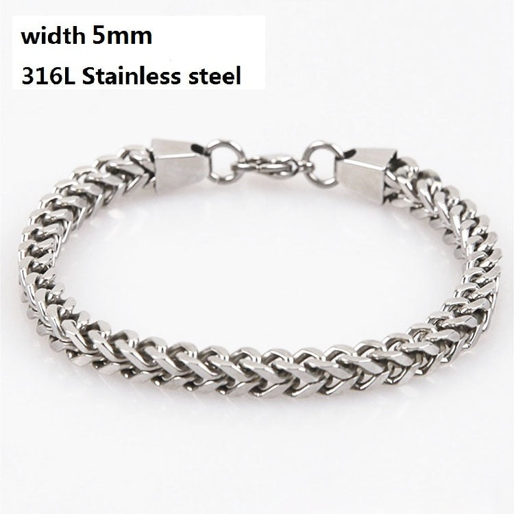 316L Stainless Steel Cuban Chain Bracelet for Men Women Figaro  Vintage Metal Viking Kpop Pulseras Emo Cute Luxury Jewelry Gift