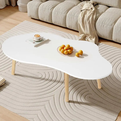 Mid Century Modern Tea Table, Small Coffee Table, Living Room Center Minimalist Display Coffee Table with Cloud Shape