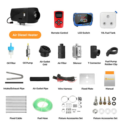 Diesel Air Heater 8KW 12V 24V Car Heater with Remote Control and LCD Thermostat Monitor for Cars Trucks RVs Boats Buses