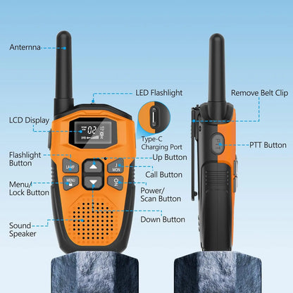Walkie Talkies for Adults/Kids 3Pack,Built-In Li-Ion Battery,16 Channels Radio