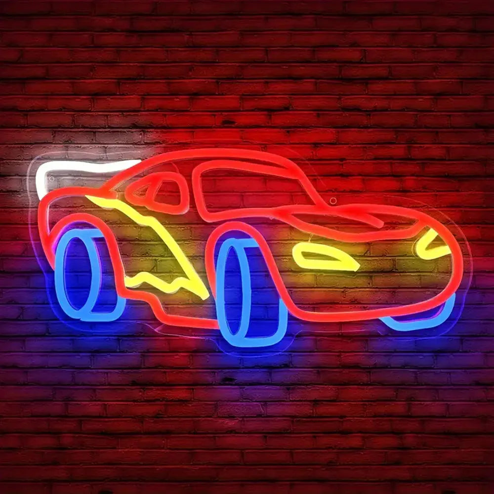 Car Neon Sign for Wall Decor Dimmable Racing Car Light Up Sign for Bedroom Boys Room Playroom Birthday Party  Christmas Gifts