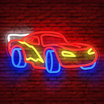 Car Neon Sign for Wall Decor Dimmable Racing Car Light Up Sign for Bedroom Boys Room Playroom Birthday Party  Christmas Gifts