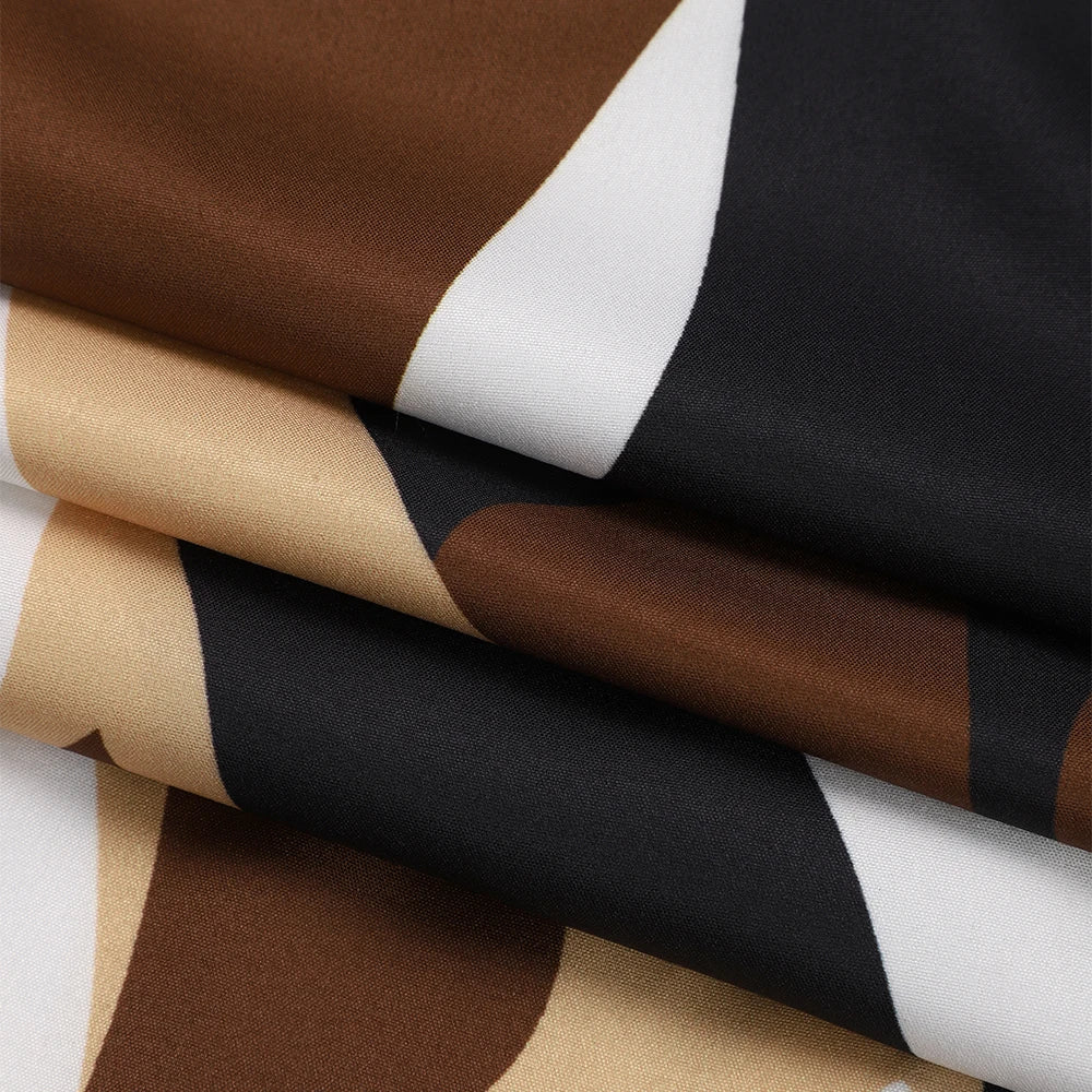 Modern Abstract Print Long-Sleeved Dress