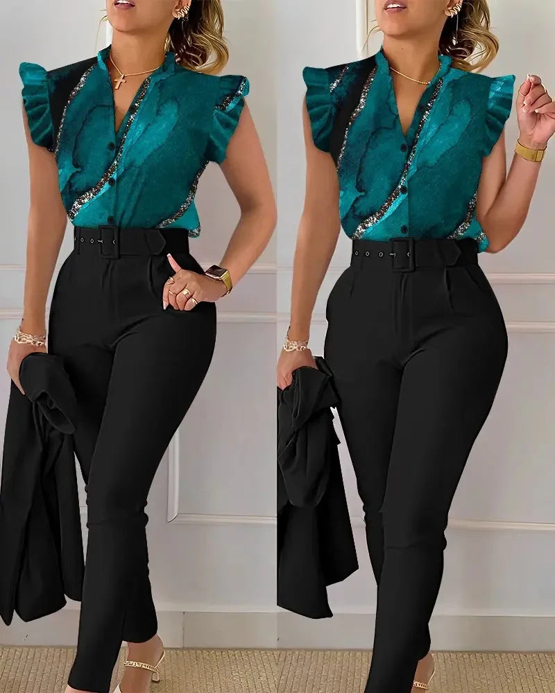 Elegant Women Two Piece Set Suits