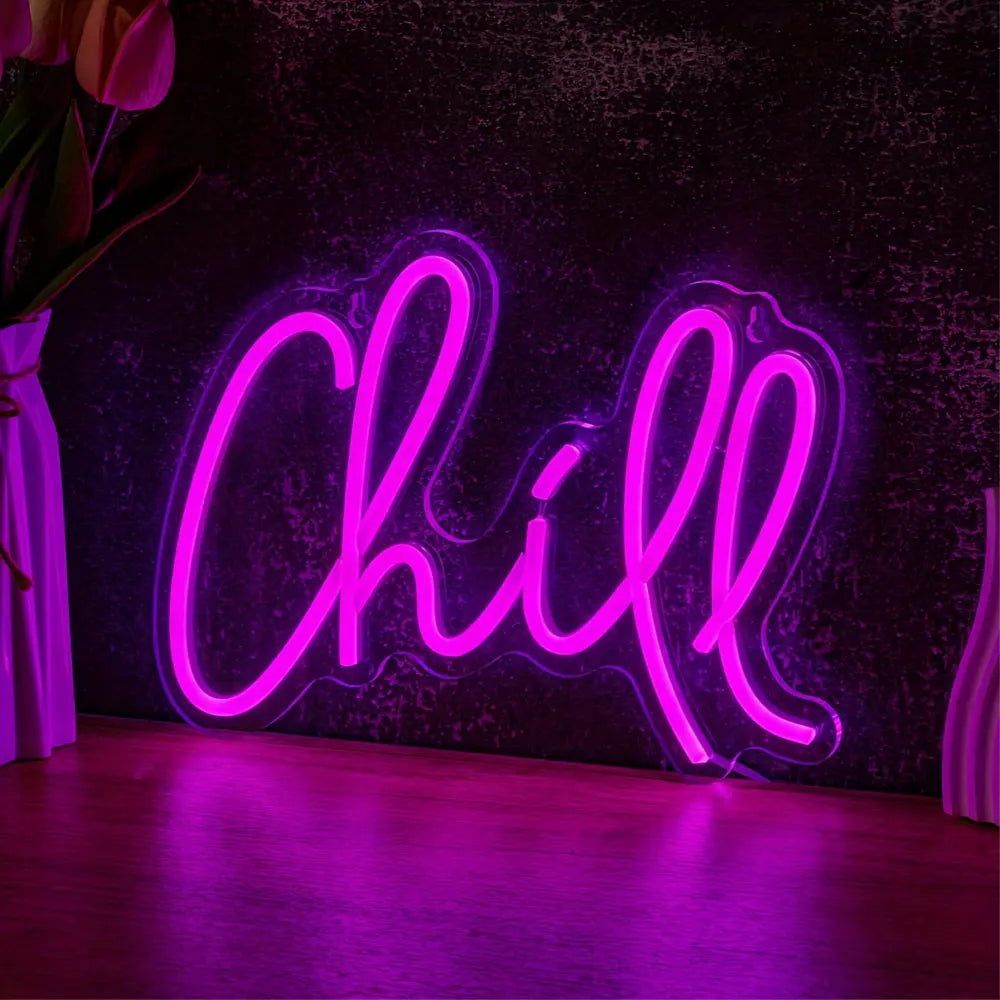 Chill LED Neon Light USB Powered Neon Signs Night Light For Game Room Bedroom Living Room Decor Lamp Signs 3D Wall Art Christmas