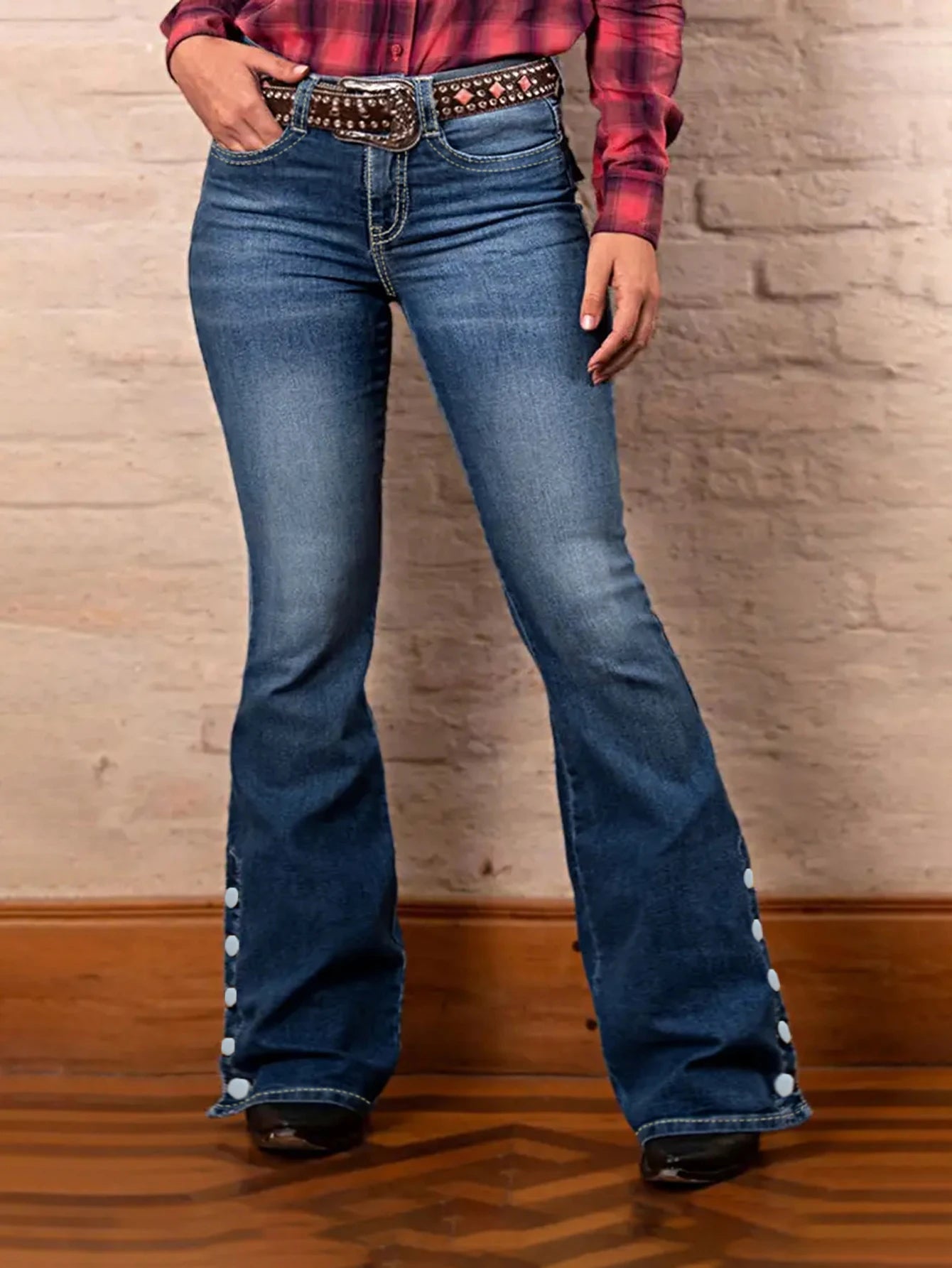 Women's Fashion High Waist Stretch Denim Flare Jeans