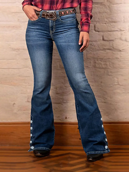 Women's Fashion High Waist Stretch Denim Flare Jeans