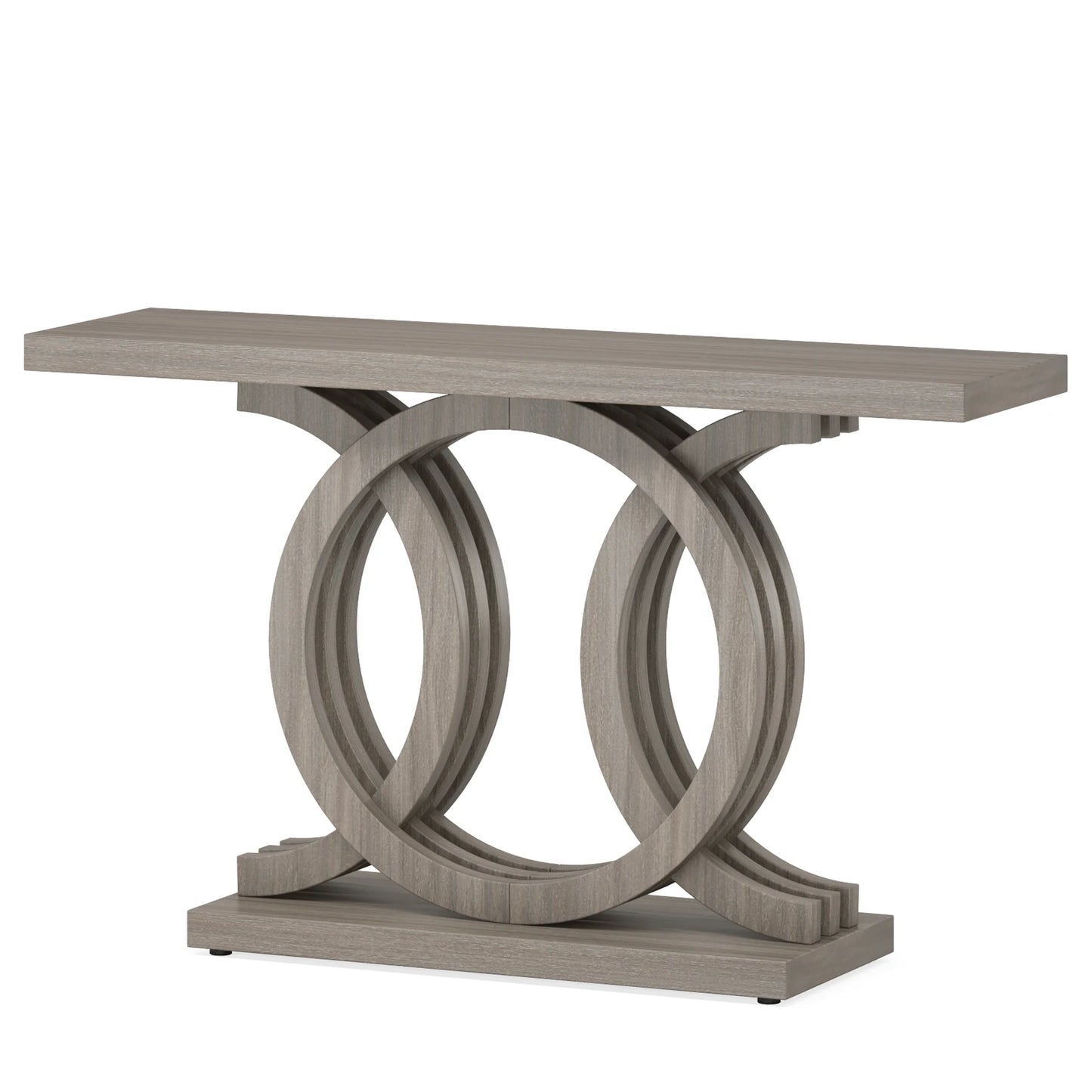 Entrance furniture modern antique rustic brown retro wood farmhouse entry hallway table console 140cm with Geometric Base
