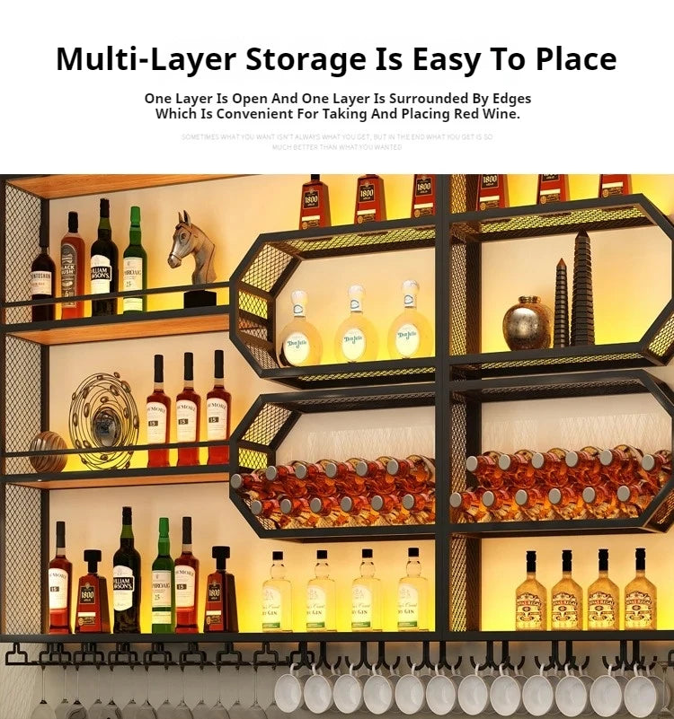 Drinks Bar Cabinet Portable Shelves Luxury Whiskey Iron Wine Rack Outdoor Home Open Cabinets Display Vitrinas Full Bar Furniture