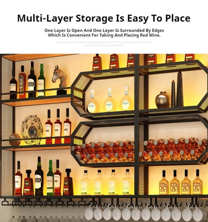 Drinks Bar Cabinet Portable Shelves Luxury Whiskey Iron Wine Rack Outdoor Home Open Cabinets Display Vitrinas Full Bar Furniture