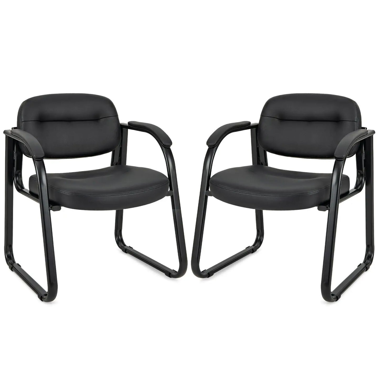 GOFLAME Set of 2 Meeting Office Chairs Leather Reception Chairs Guest Chairs Home