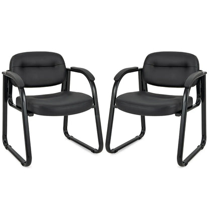 GOFLAME Set of 2 Meeting Office Chairs Leather Reception Chairs Guest Chairs Home