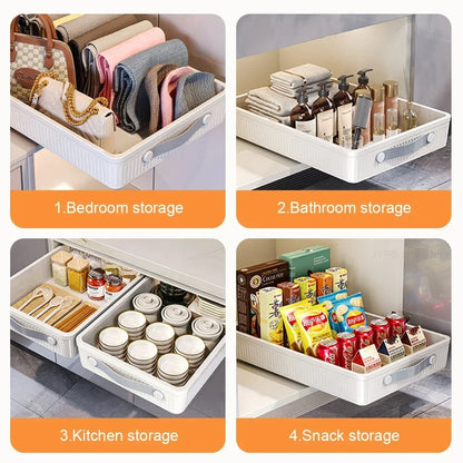 Kitchen Storage Rack with Slide Rails Pull Out Cabinet Organizer Drawer Storage Tray Spice Jars Storage Rack Kitchen