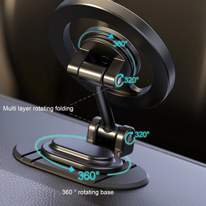 Magnetic Strong Phone Mount Aluminum Alloy Foldable Vehicles Mobile Support Magnet Smartphone Support for iPhone 15 14 13 ProMax