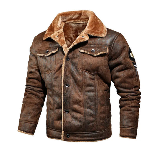 Winter Leather Bomber Jacket