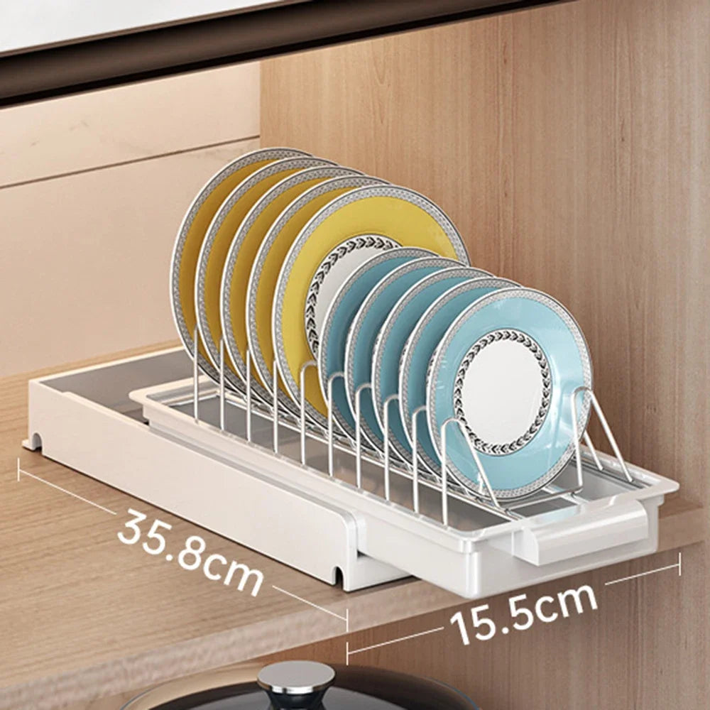 Pull Out Dish Rack Drawer Kitchen Sliding Dish Drainer Organizer Multi-Level Pull Out Storage Sink Cabinet