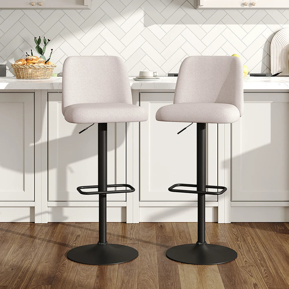 Livingandhome 2 Set Swivel Counter Bar Stools with Mid Backrest