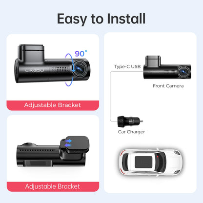 LINGDU D500 Dash Cam Ultra HD 4K Built-in 5GHz WI-FI GPS English Voice Control Dash Car Camera 24H Loop Recording D500 Car DVR